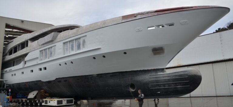 1-Superyacht C24 1 (M54) leaving her shed at Mondo Marine