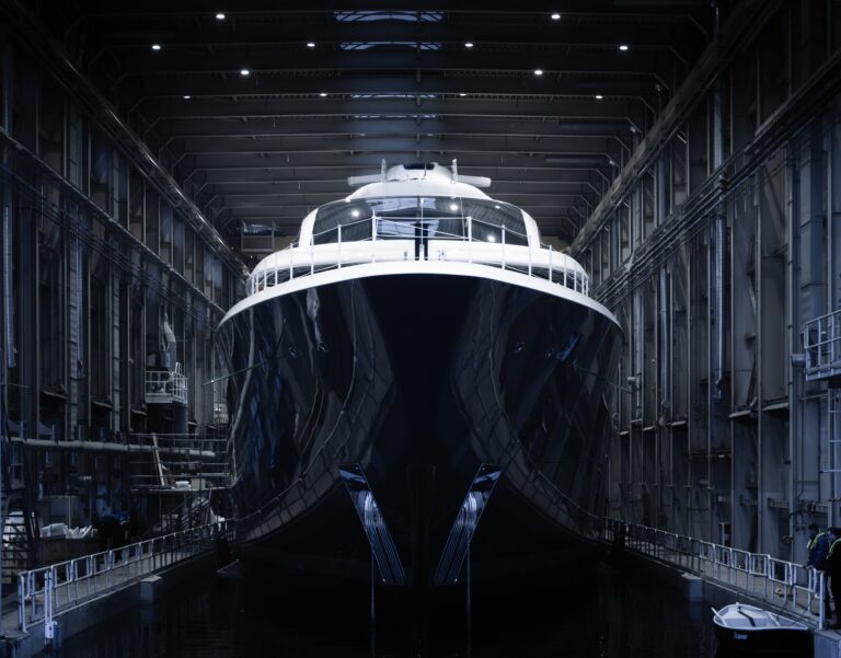 Luxury Yacht PROJECT 714 Leaves The Shed