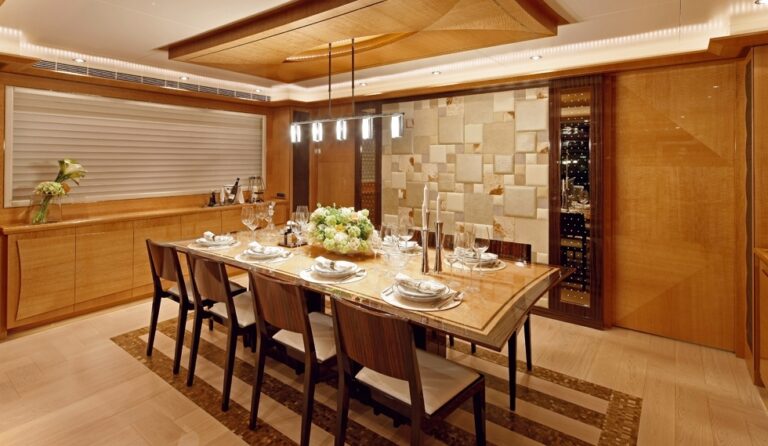 120ft luxury yacht MUSES Luxurious Dining Area