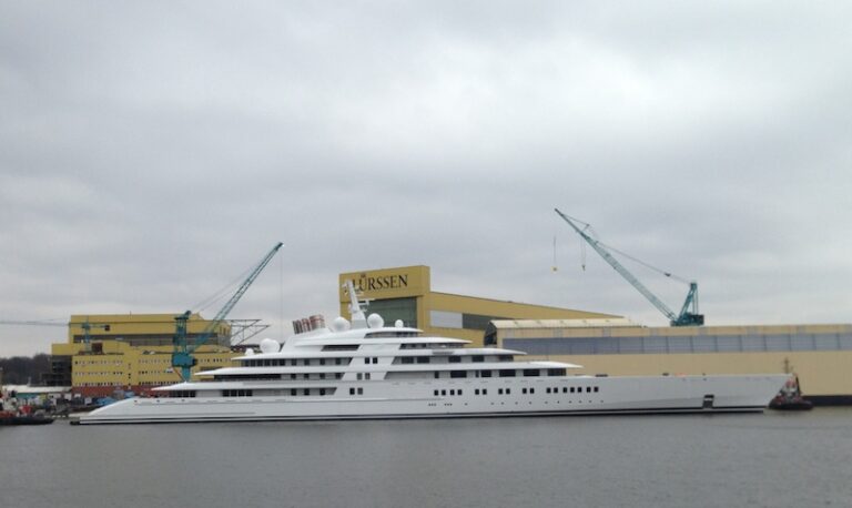 180m Azzam yacht - Photo by Klaus Jordan