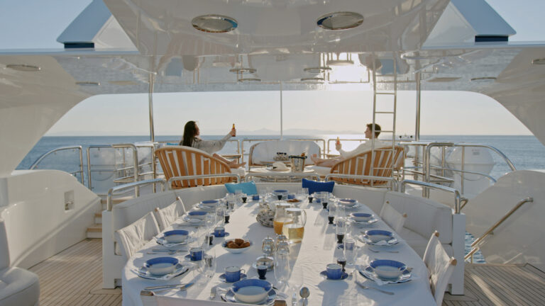 Sundeck view forward dining and lounge