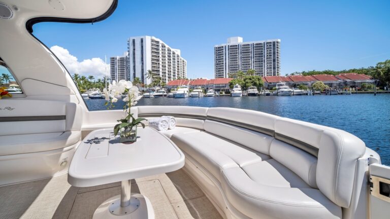 Aft deck curved sofa