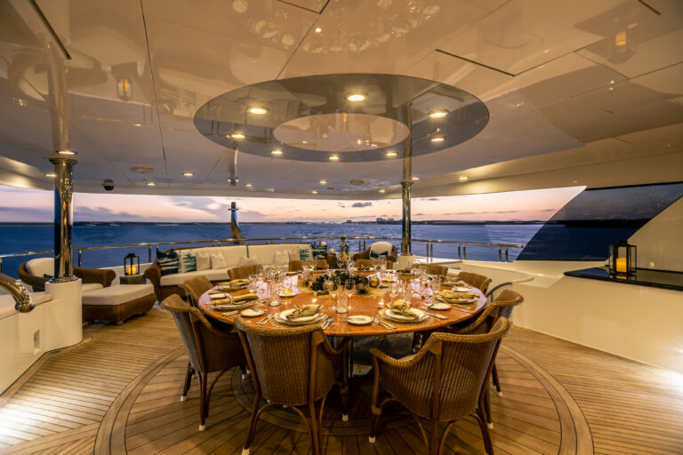 Bridge deck dining for twelve