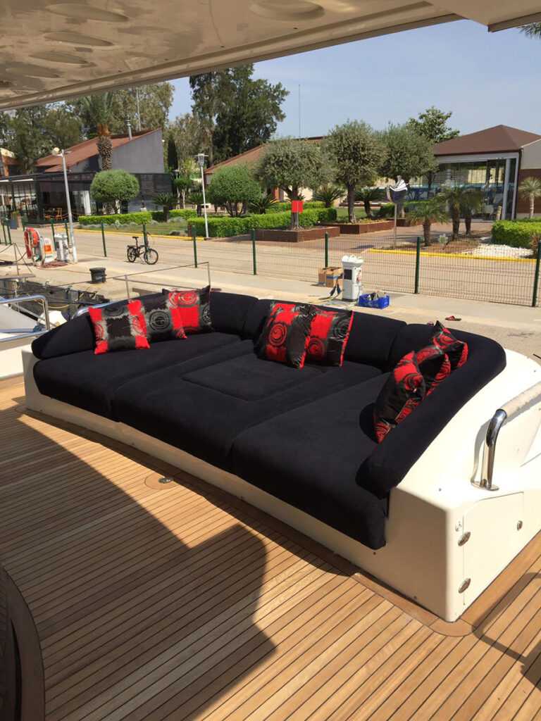 Generous aft deck lounge seating