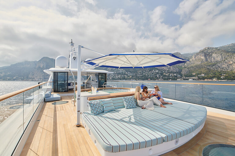 Sun bathing on the forward sundeck