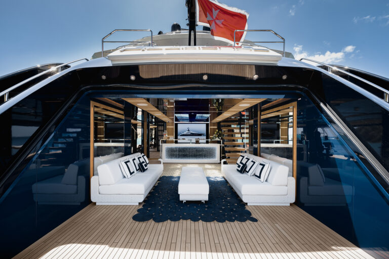 View forward into the beach club