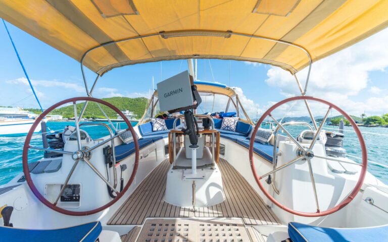 Helm Controls Covered By Soft Bimini
