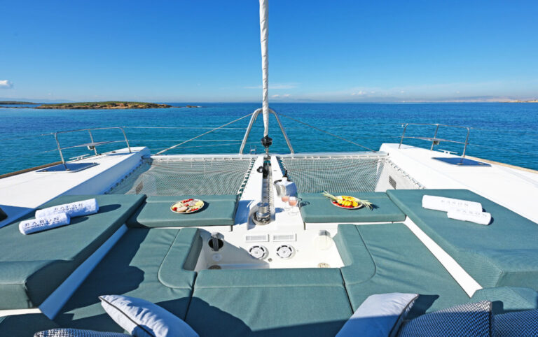 Foredeck View Over Bow Trampolines