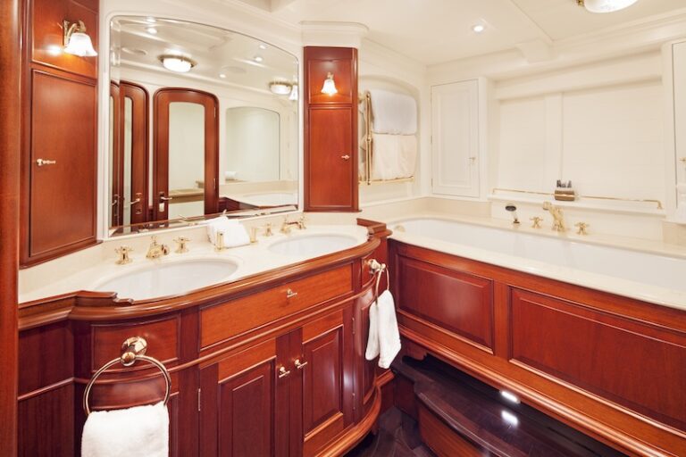 25 Onwers bathroom - sailing yacht Kamaxitha - Photo by Cory Silken