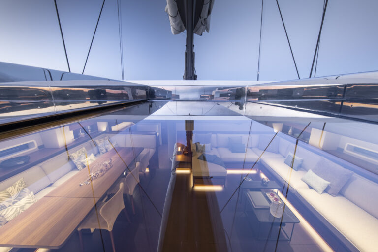 View into the main salon through sky lights