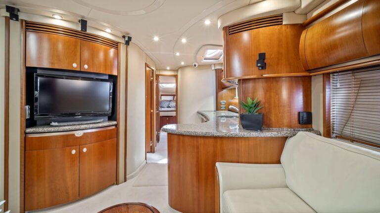 Main salon galley and TV