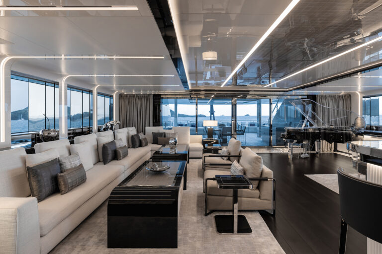 Bridge deck salon view aft