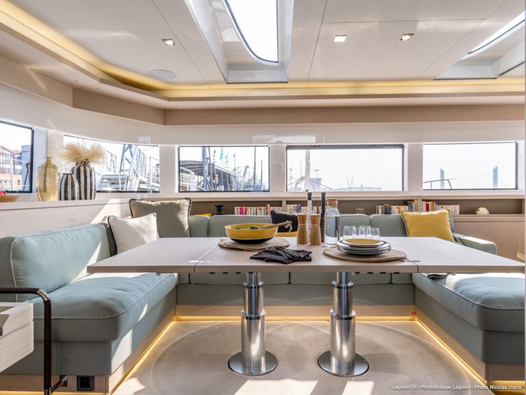 Main salon with dining set up