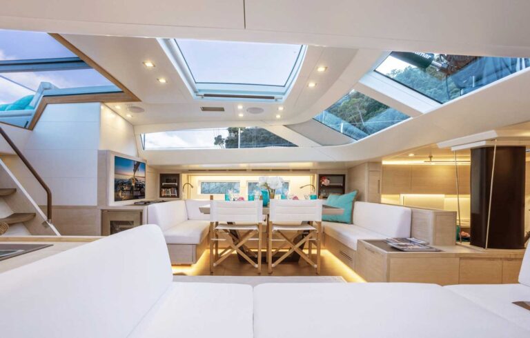 Skylight floods light into main salon