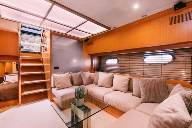 Comfortable lower deck salon