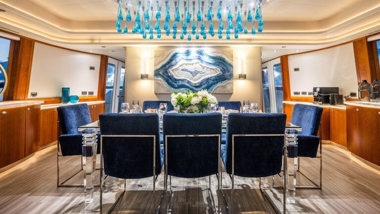 Main salon dining view forward