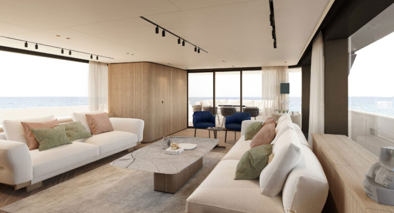 Main Salon View Aft - Rendered Image