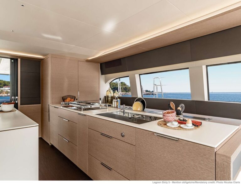 Sailing Catamaran AURA Galley In Main Salon