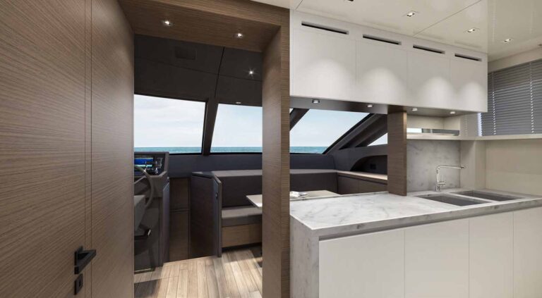 Galley And Bridge With Guest Banquette