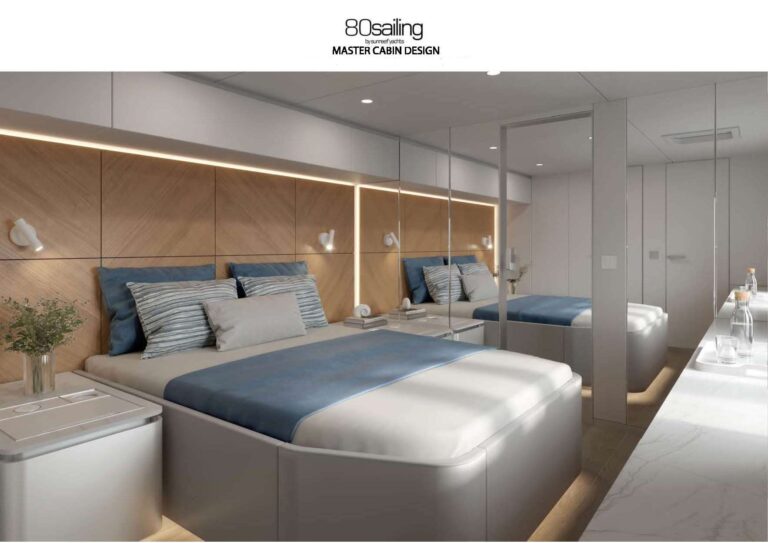 Sailing Catamaran OHANA Guest Stateroom (shipyard Rendering)