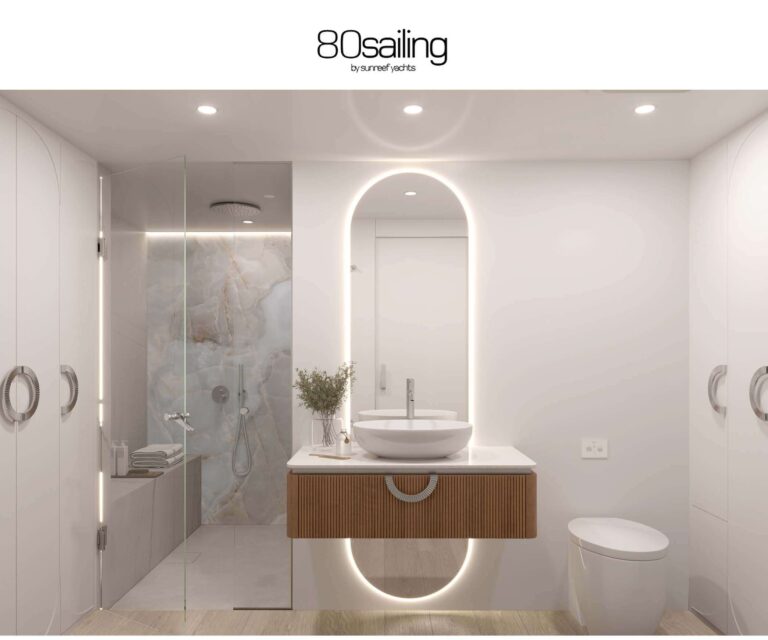 Sailing Catamaran OHANA Master ensuite (shipyard Rendering)