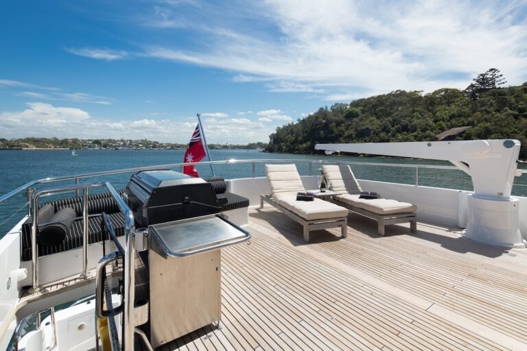 Sundeck BBQ and chaise loungers