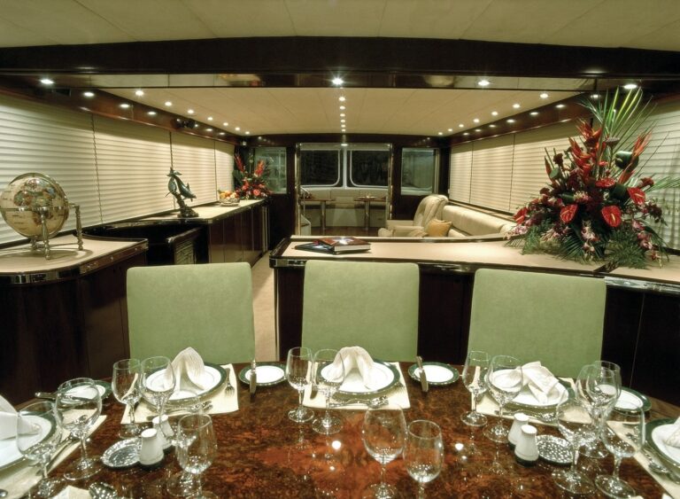 Formal dining view into salon
