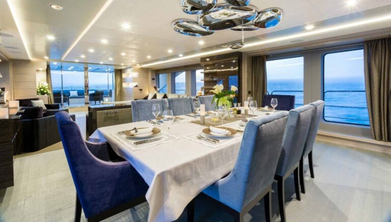 The 37m Yacht EDESIA - Formal dining forward of main salon