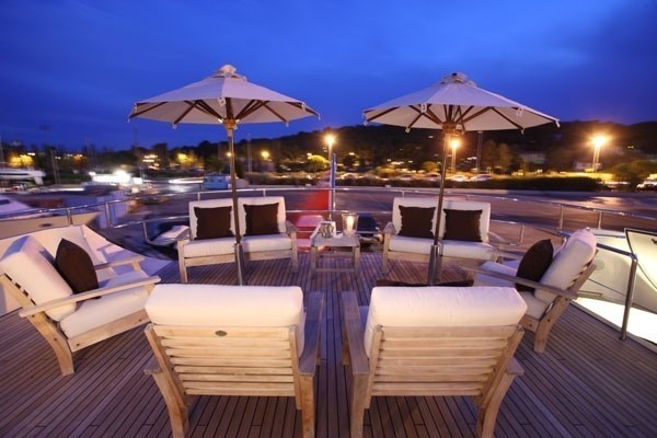Evening: Yacht LIONSHARE's Sun Deck Pictured