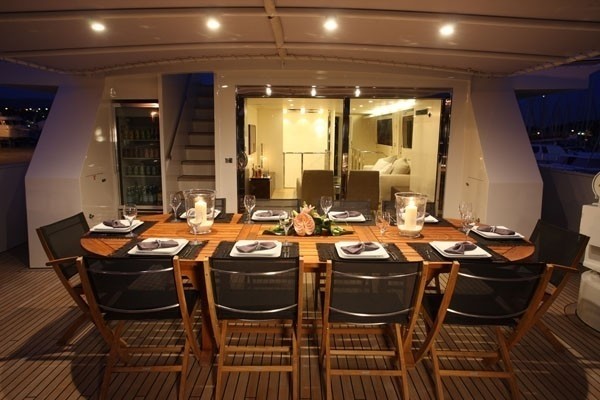 Outdoor Eating/dining Upon Top Deck Aboard Yacht LIONSHARE