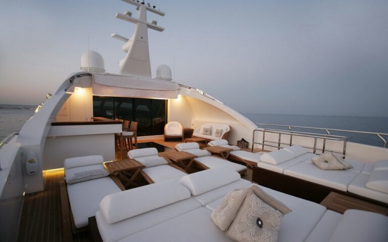 Evening: Yacht NAMASTE 8's Bridgedeck Deck Image