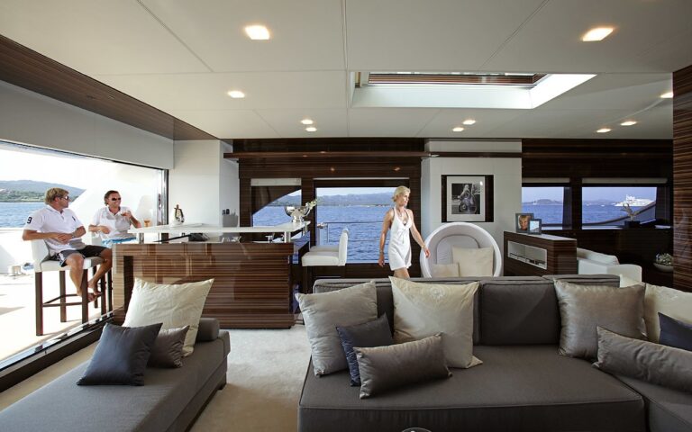 Saloon With Drinks Bar Aboard Yacht TATII