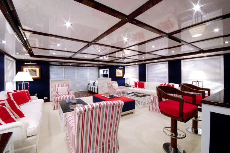 Saloon With Drinks Bar On Board Yacht OXYGEN
