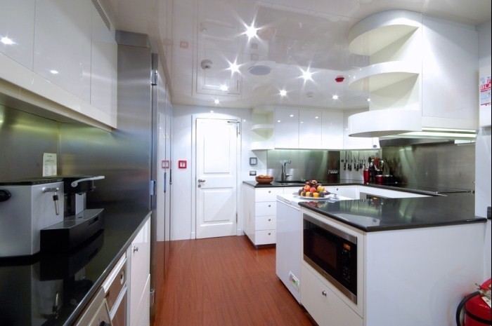 Ship's Galley Aboard Yacht OXYGEN