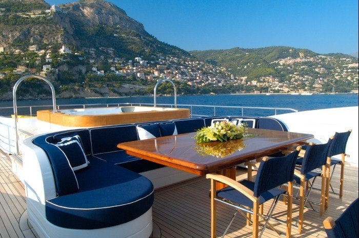 Sun Deck Sitting Aboard Yacht OXYGEN