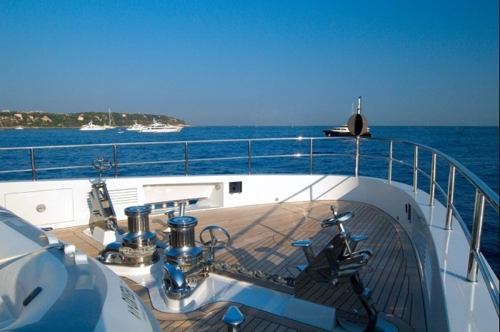 Ship's Bow On Yacht OXYGEN