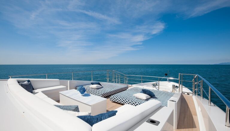 The 43m Yacht H - Sunpads and seating upper foredeck