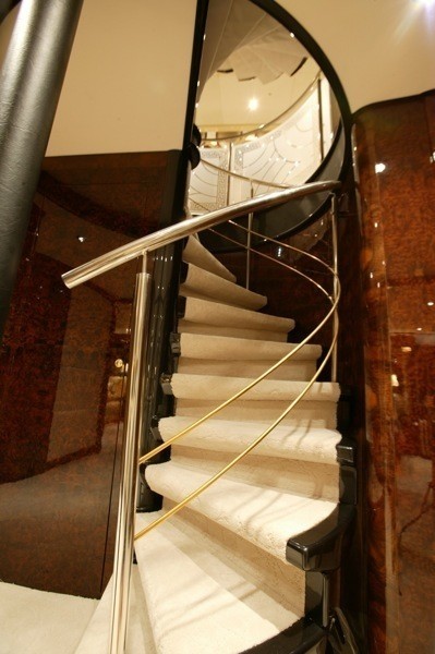 Stairway Aboard Yacht WORLD IS NOT ENOUGH