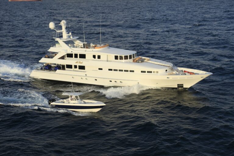 Profile Aspect Including Ship's Tender On Board Yacht AT LAST