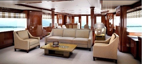 Premier Saloon Viewing Aft: Yacht CHECKMATE's Artist Rendering Photograph