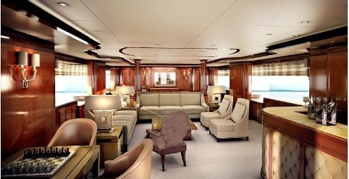 Premier Saloon Viewing Fore: Yacht CHECKMATE's Artist Rendering Photograph