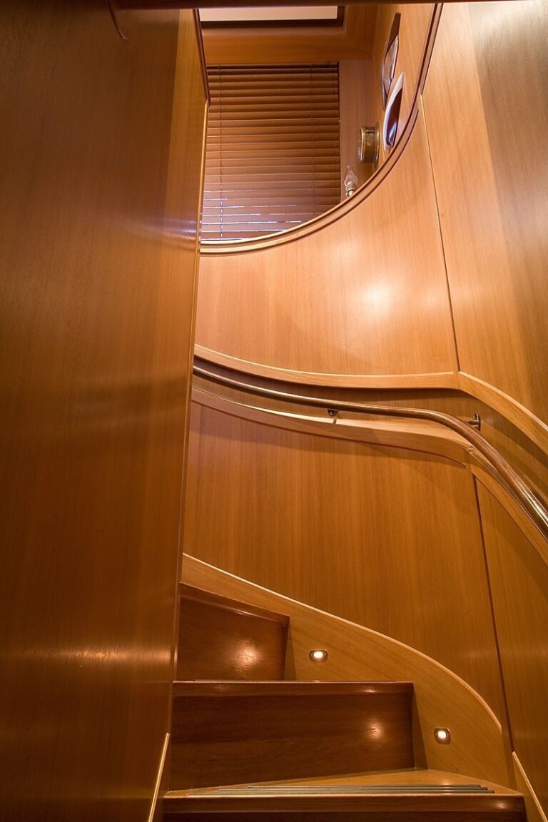 Stairway Close Up On Board Yacht HERITAGE