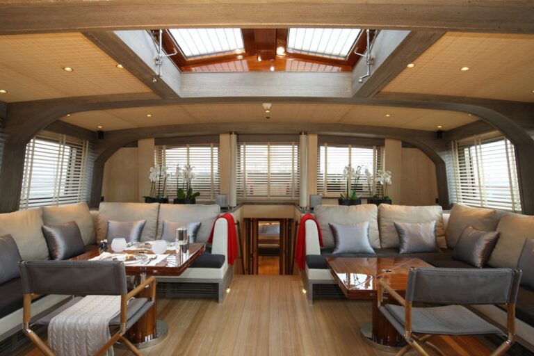 Premier Saloon With Staircase Down Aboard Yacht ROXANE