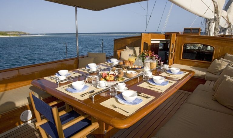 Aft Deck Eating/dining On Board Yacht WINDROSE OF AMSTERDAM