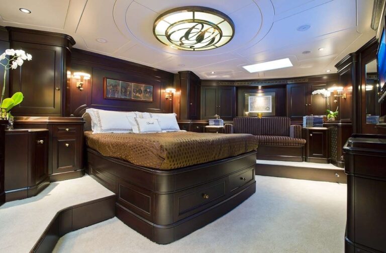 Lower: Yacht GWEILO's Main Master Cabin Pictured