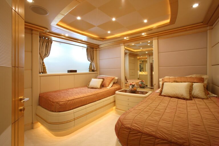 Red Twin Bed Cabin Aboard Yacht PLATINUM