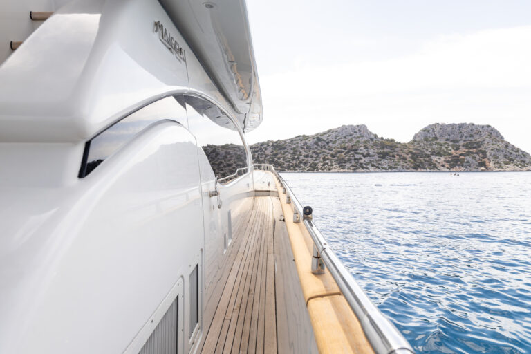 Gangway leading forward from aft deck