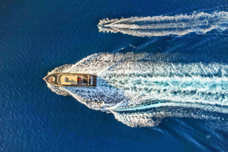 Underway with tender and toys