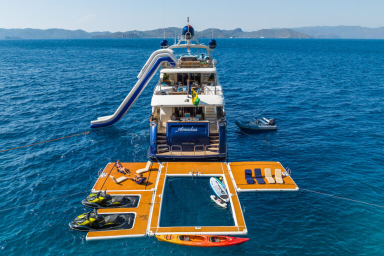 Aerial View With Floating Dock And Sea Pool
