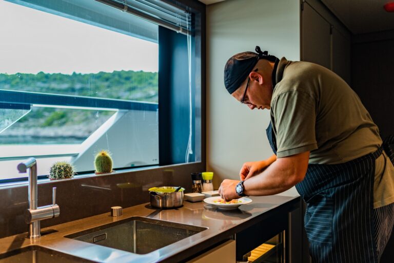 Chef At Work In The Galley